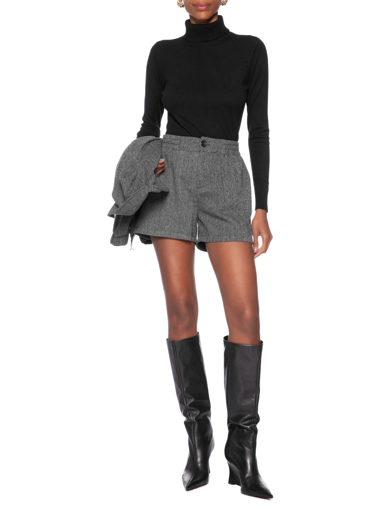 Blusa Feminina Manga Longa Em Tricot Preto Market 33