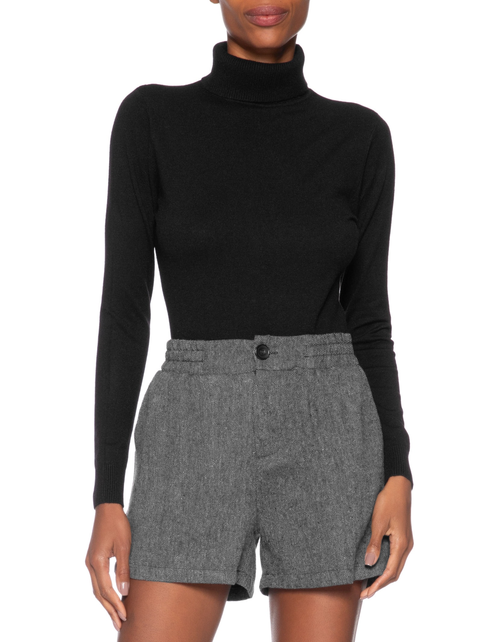 Blusa Feminina Manga Longa Em Tricot Preto Market 33