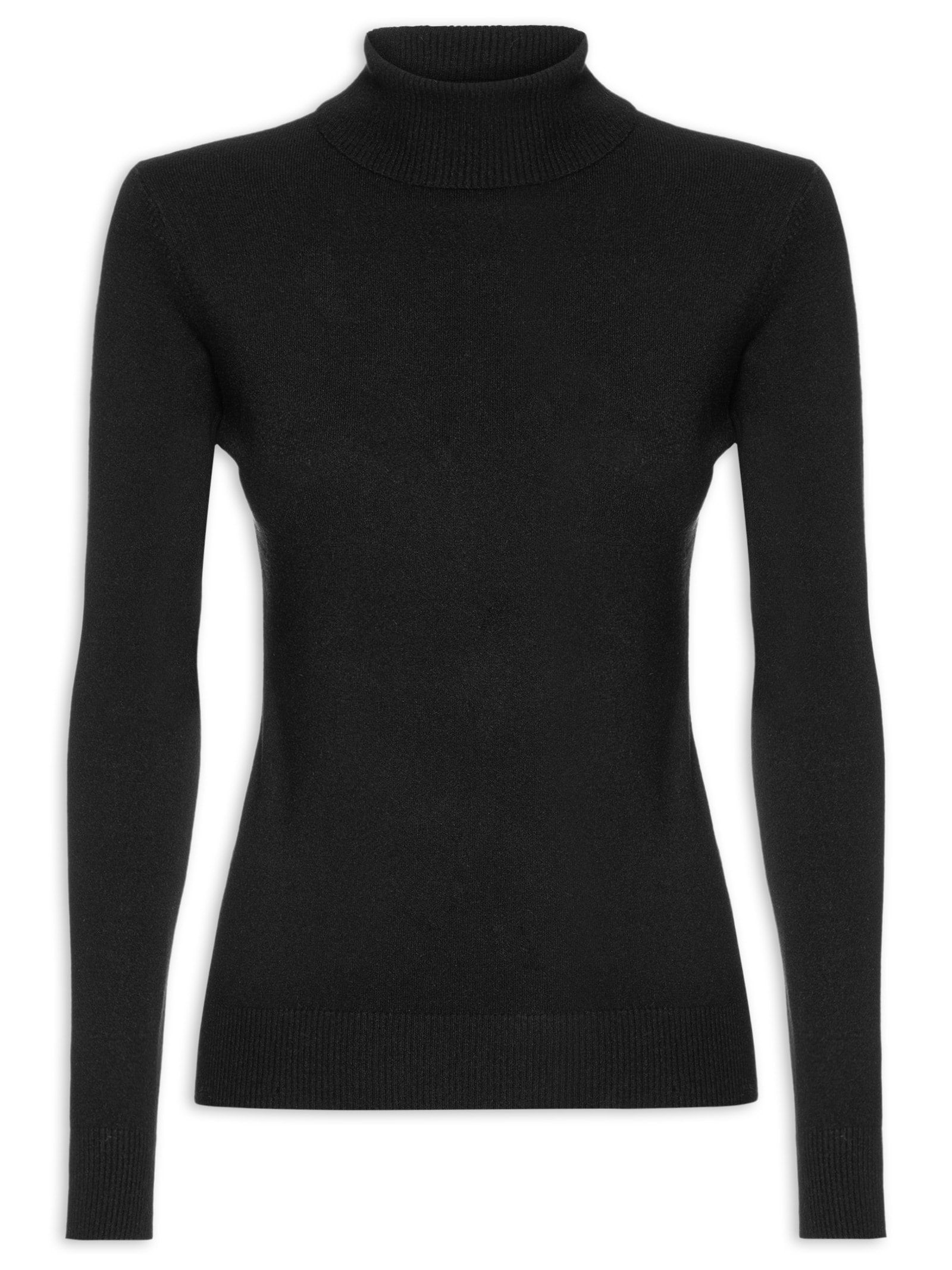 Blusa Feminina Manga Longa Em Tricot Preto Market 33