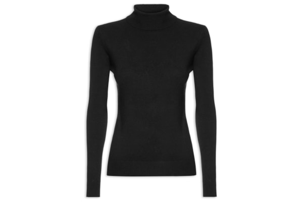 Blusa Feminina Manga Longa Em Tricot - Preto