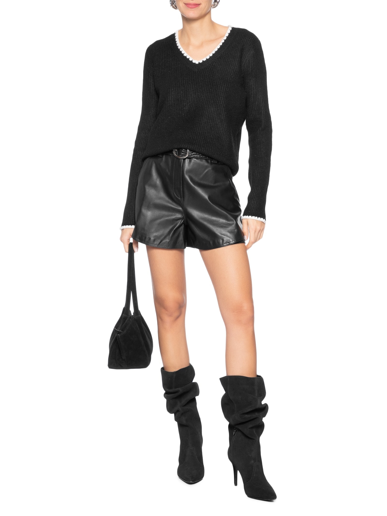 Blusa Feminina Manga Longa Em Tricot Preto Market 33
