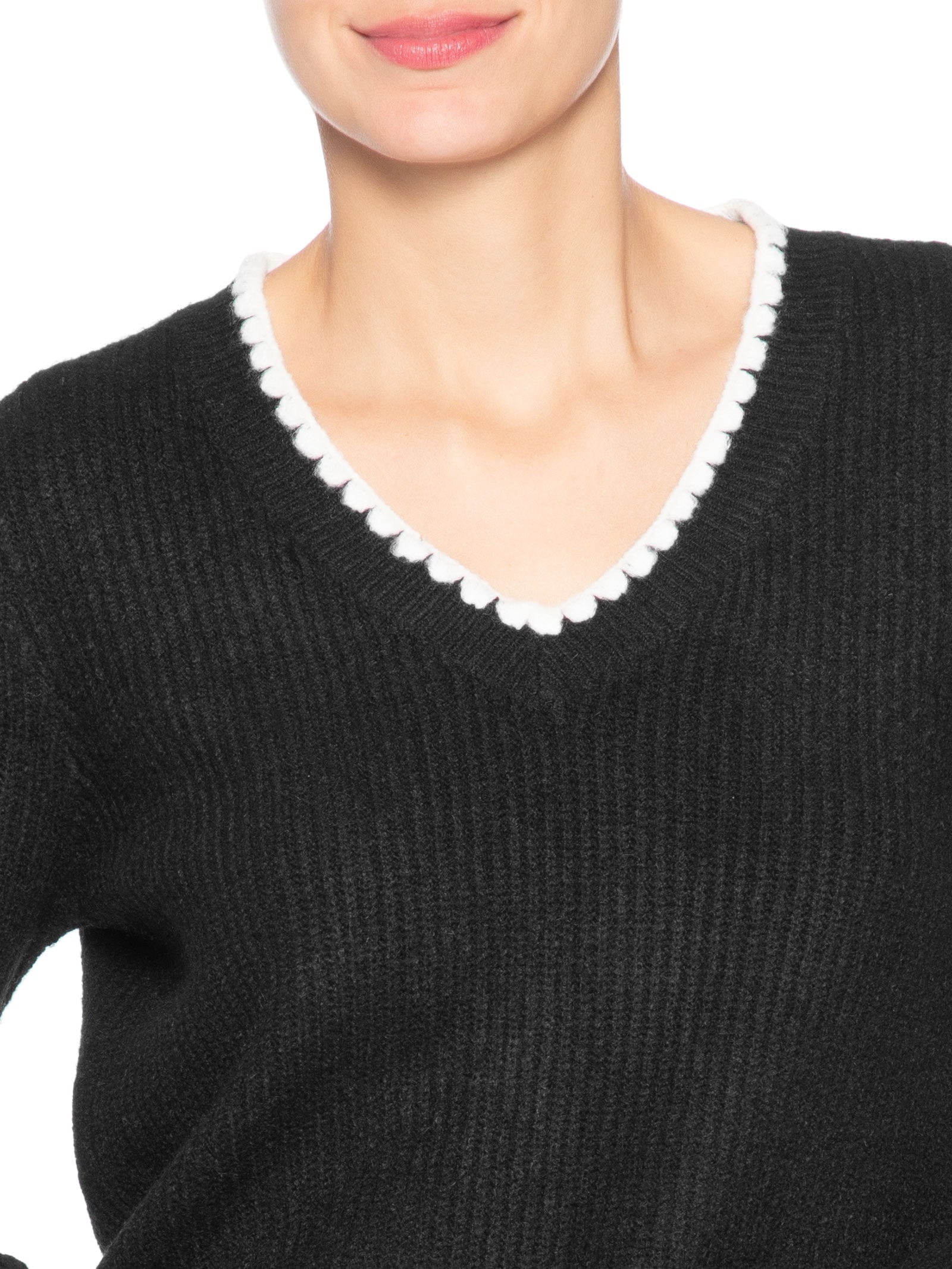 Blusa Feminina Manga Longa Em Tricot Preto Market 33