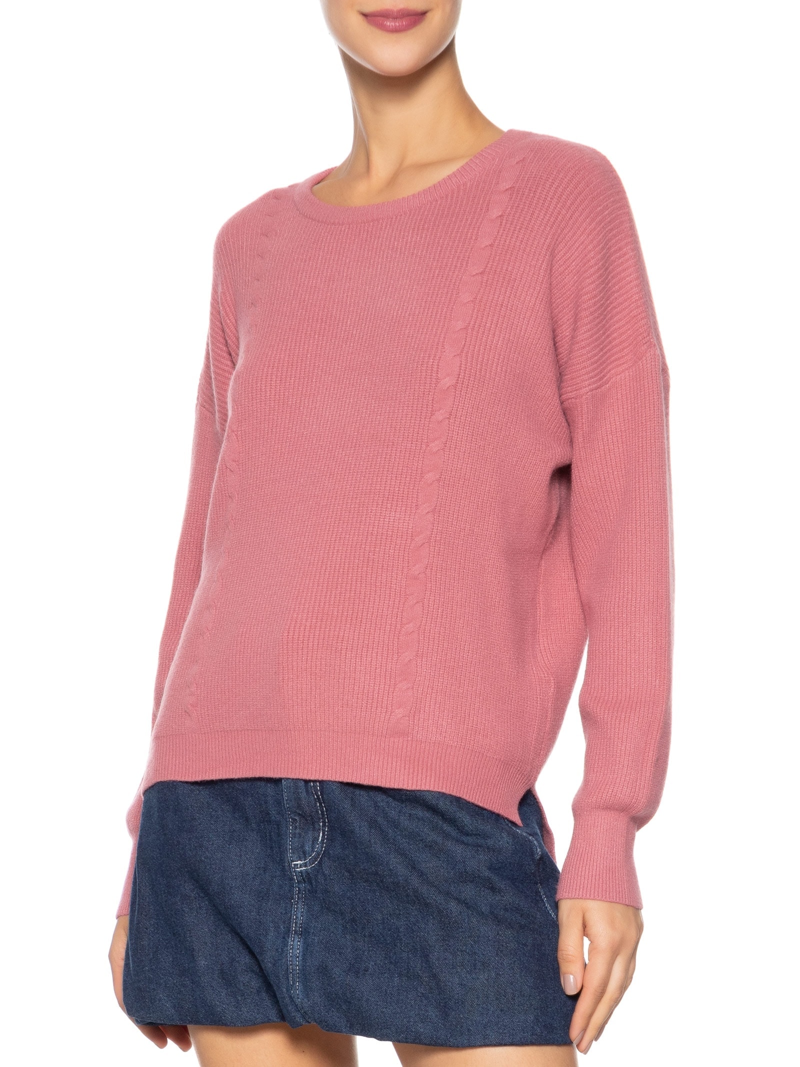 Blusa Feminina Manga Longa em Tricot Rosa Market 33