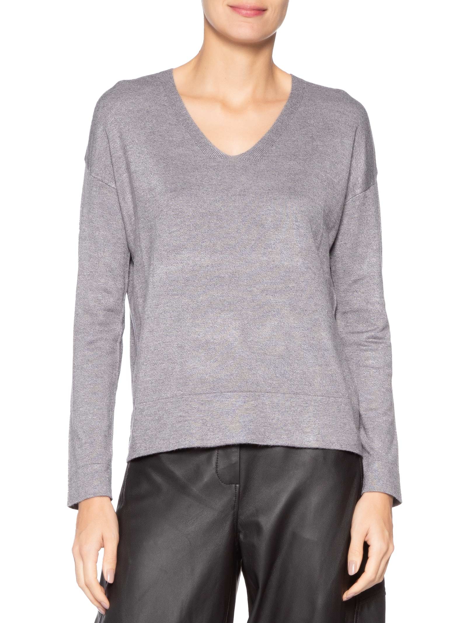 Blusa Feminina Manga Longa em Tricot – Cinza Market 33