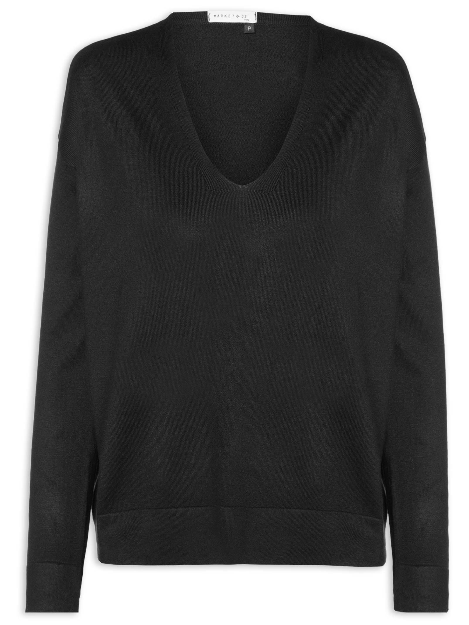 Blusa Feminina Manga Longa em Tricot – Preto Market 33