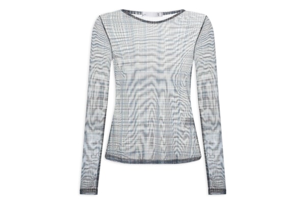 Blusa Feminina Manga Longa  em Tule - Azul