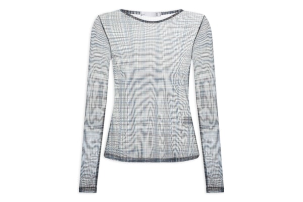 Blusa Feminina Manga Longa  em Tule - Azul