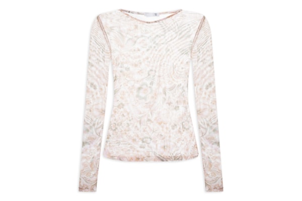 Blusa Feminina Manga Longa  em Tule - Rosa