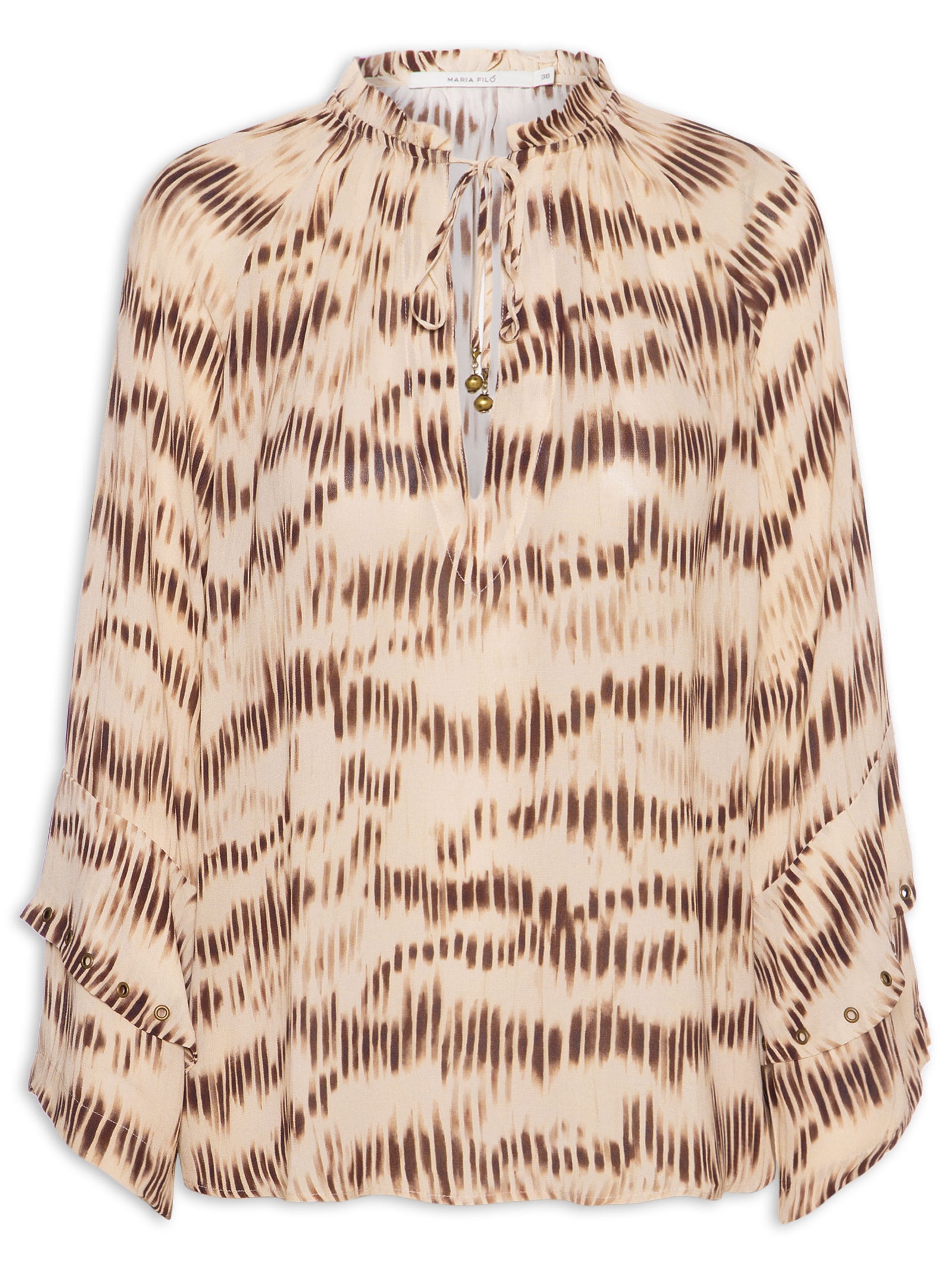 Blusa Feminina Manga Longa Estampa Echo Bege Maria Filó