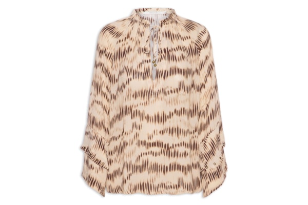 Blusa Feminina Manga Longa Estampa Echo - Bege