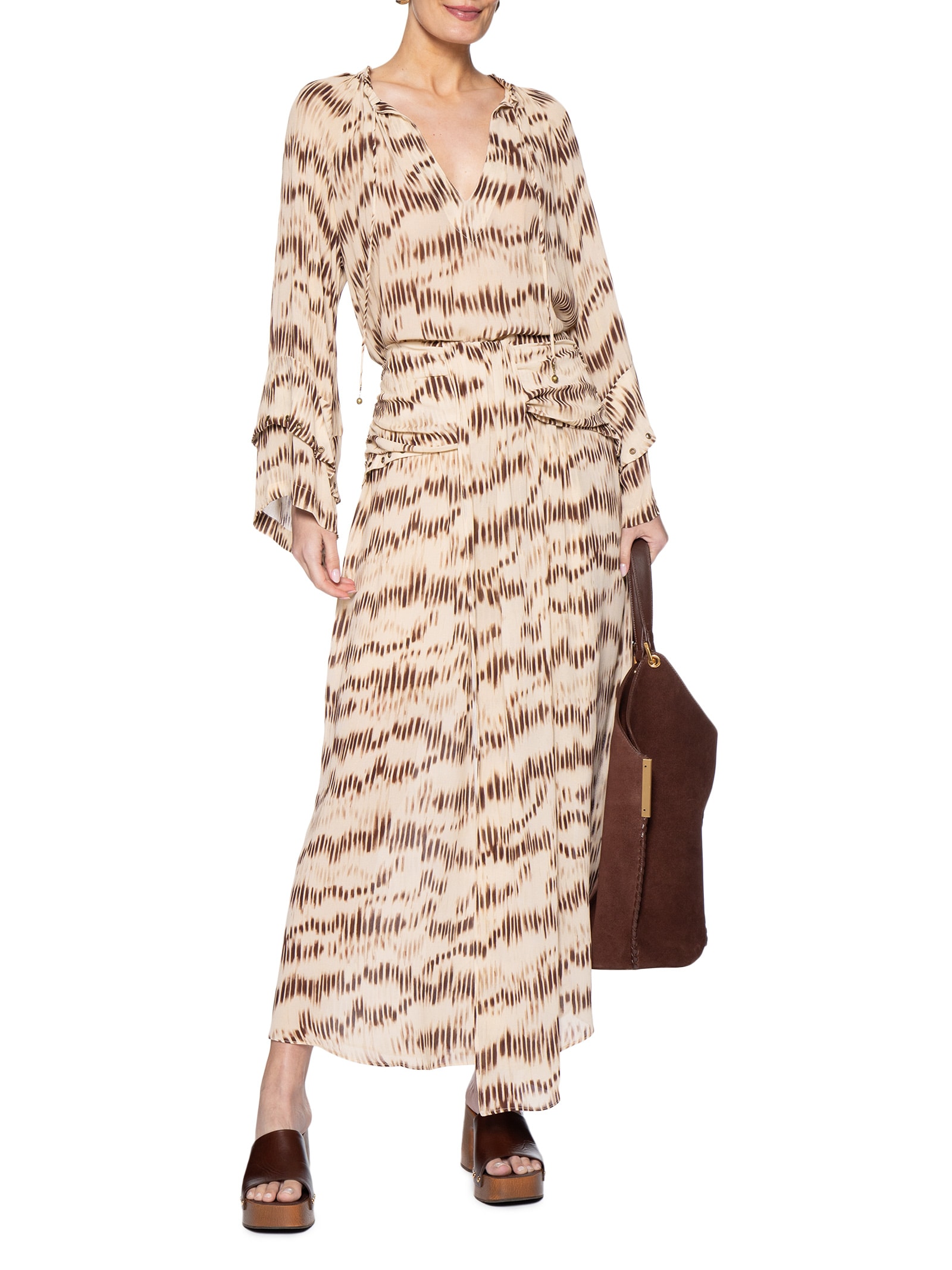 Blusa Feminina Manga Longa Estampa Echo Bege Maria Filó