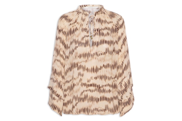 Blusa Feminina Manga Longa Estampa Echo - Bege