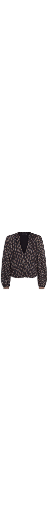 Blusa Feminina Manga Longa Estampa Jasmim - Preto
