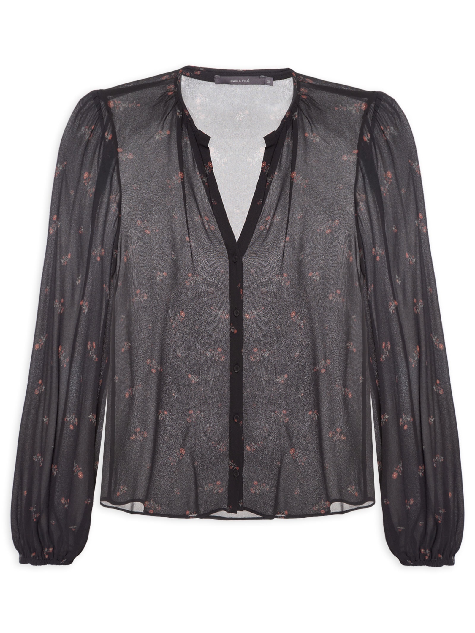 Blusa Feminina Manga Longa Estampa Lily Preto Maria Filó