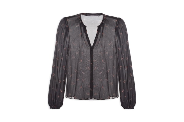 Blusa Feminina Manga Longa Estampa Lily - Preto