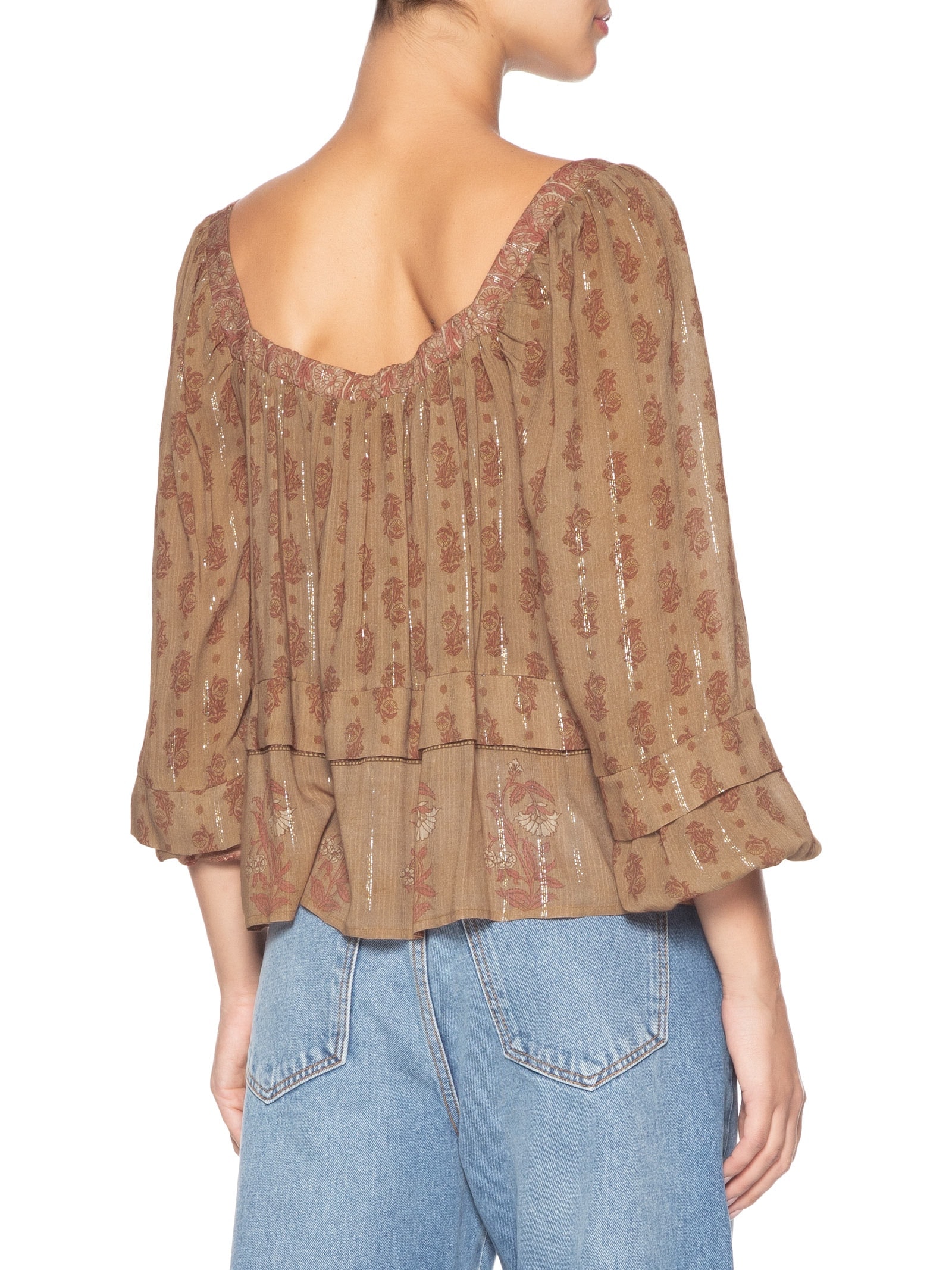 Blusa Feminina Manga Longa Estampa Lírio Rosa Maria Filó