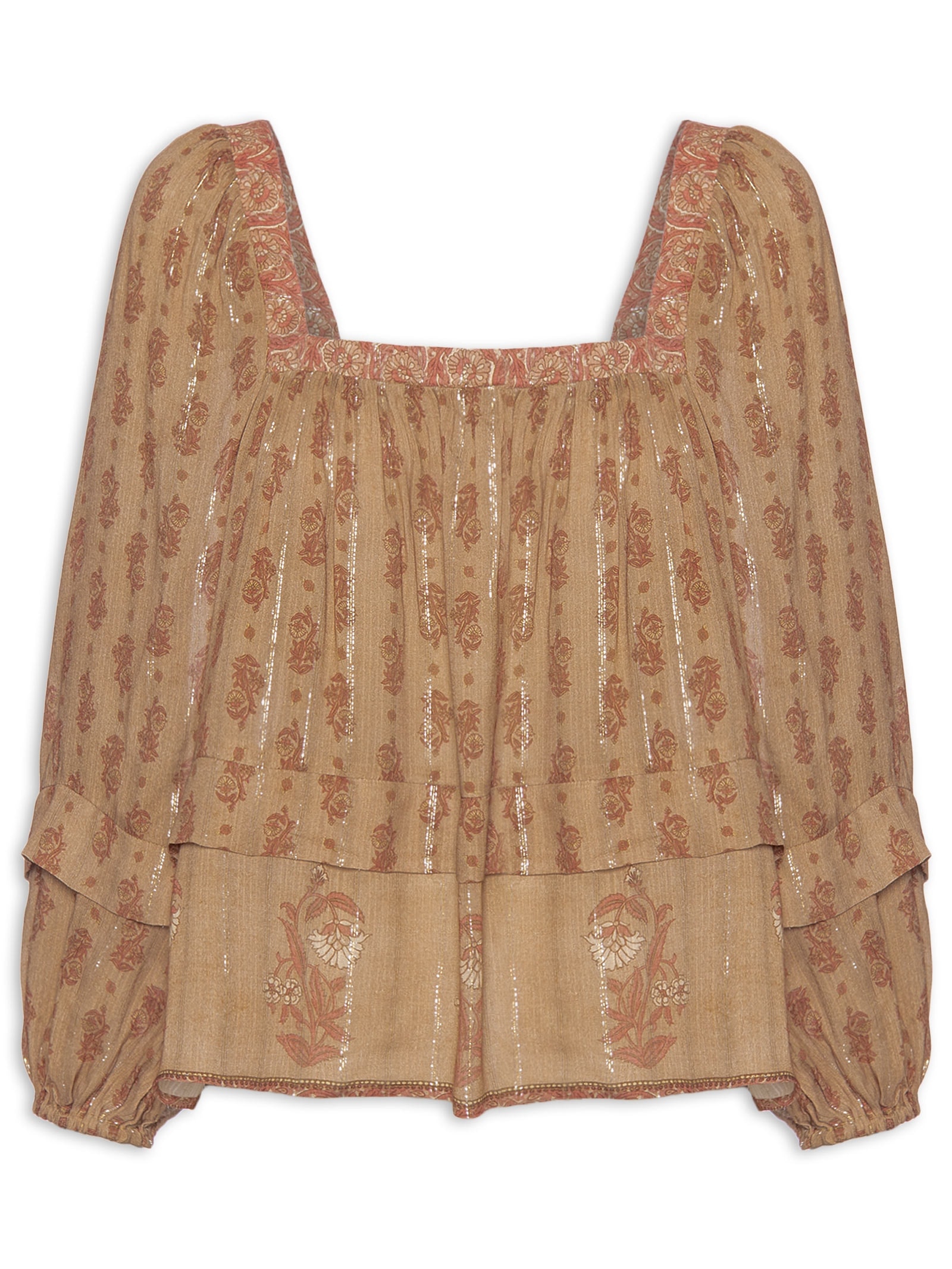 Blusa Feminina Manga Longa Estampa Lírio Rosa Maria Filó