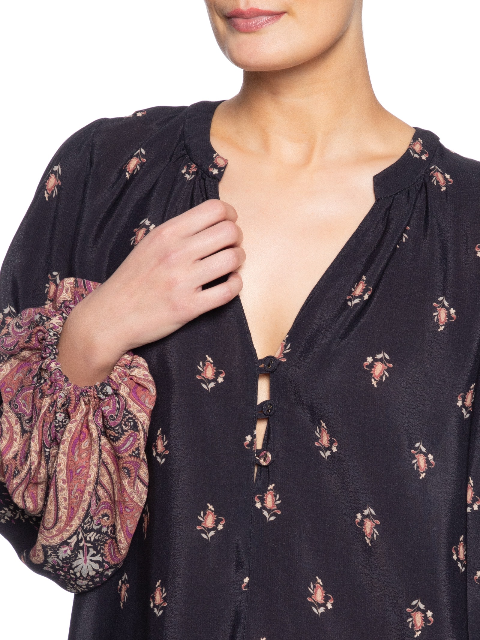 Blusa Feminina Manga Longa Estampa Mian Azul Maria Filó