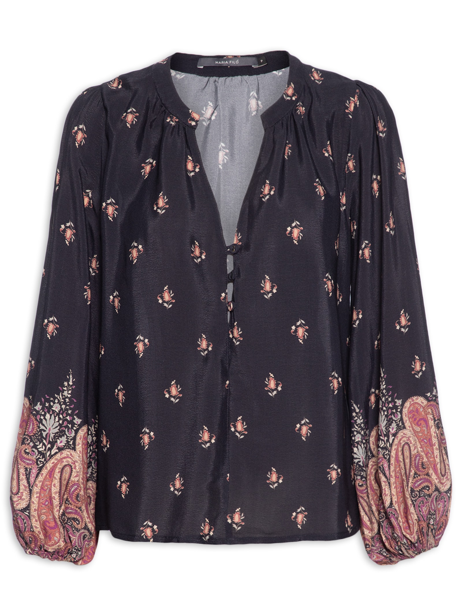 Blusa Feminina Manga Longa Estampa Mian Azul Maria Filó