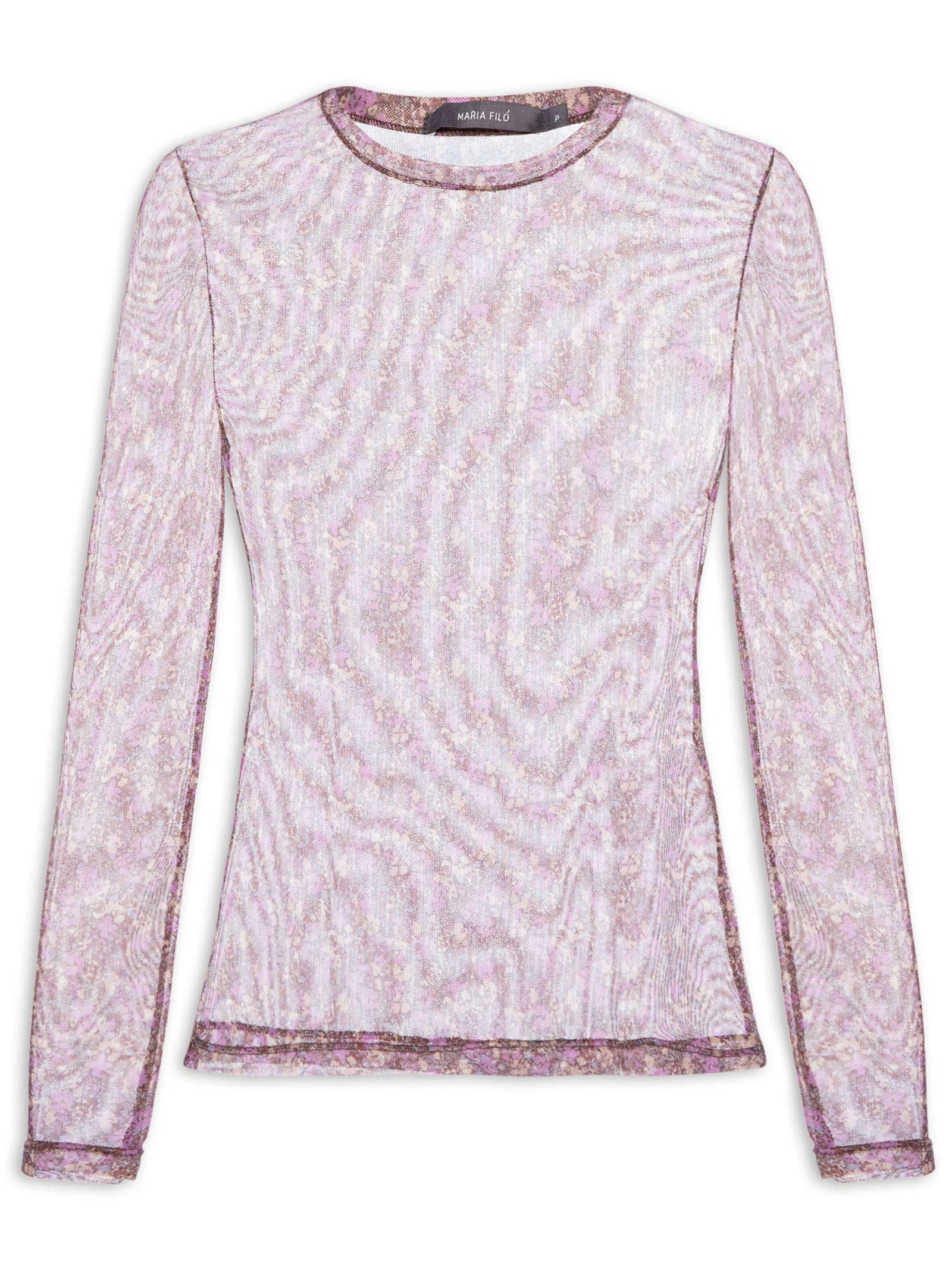 Blusa Feminina Manga Longa Estampa Violet Roxo Maria Filó