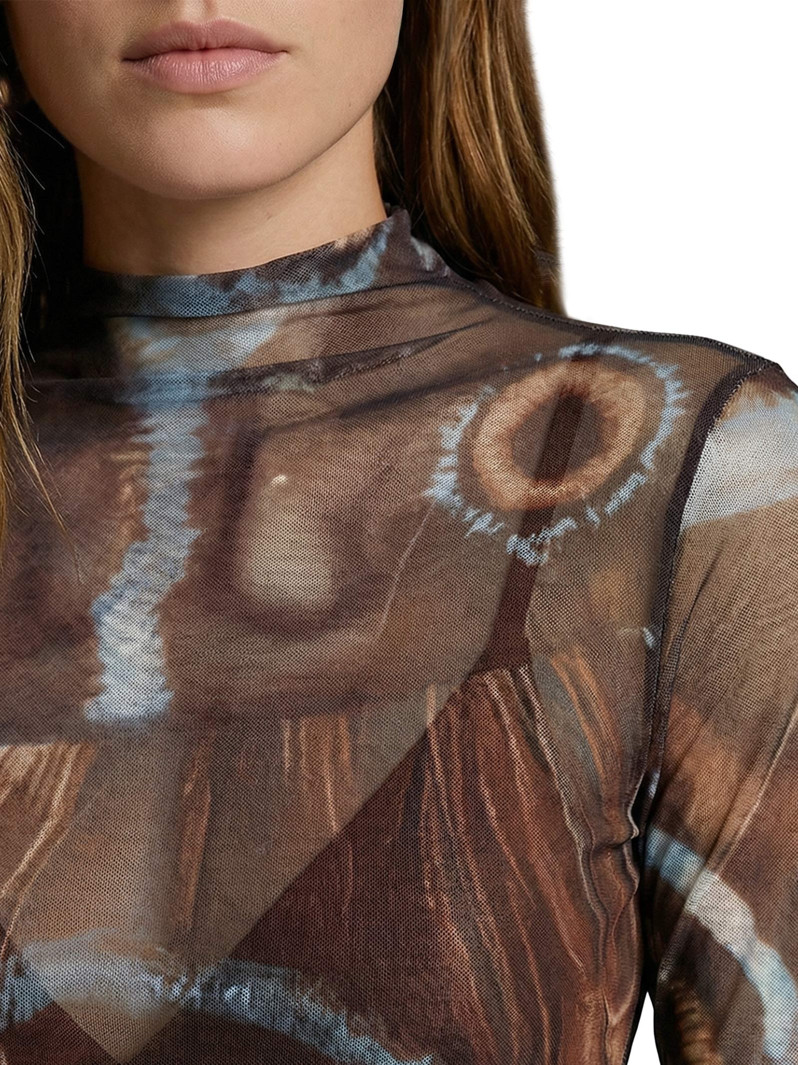 Blusa Feminina Manga Longa Estampada Marrom My Favorite