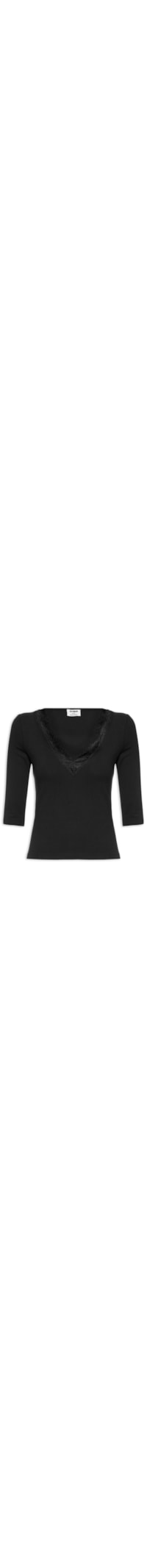 Blusa Feminina Manga Longa Eva Lace 3/4 Top - Preto