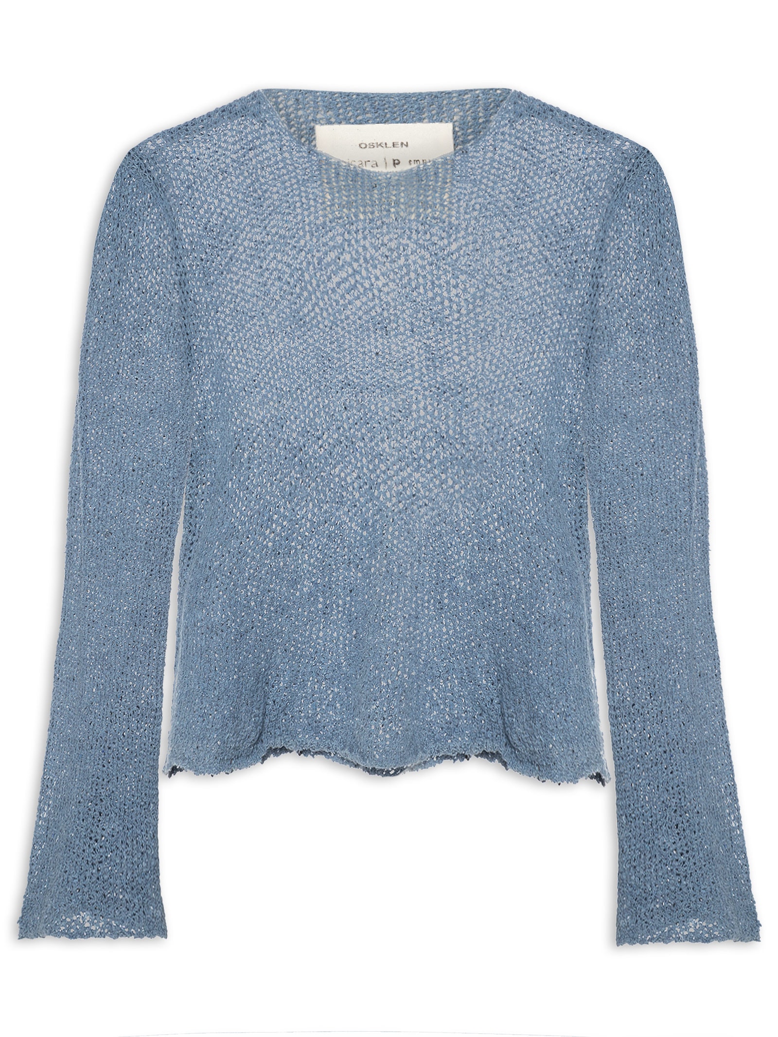 Blusa Feminina Manga Longa Flare Tricot Rede Azul Osklen