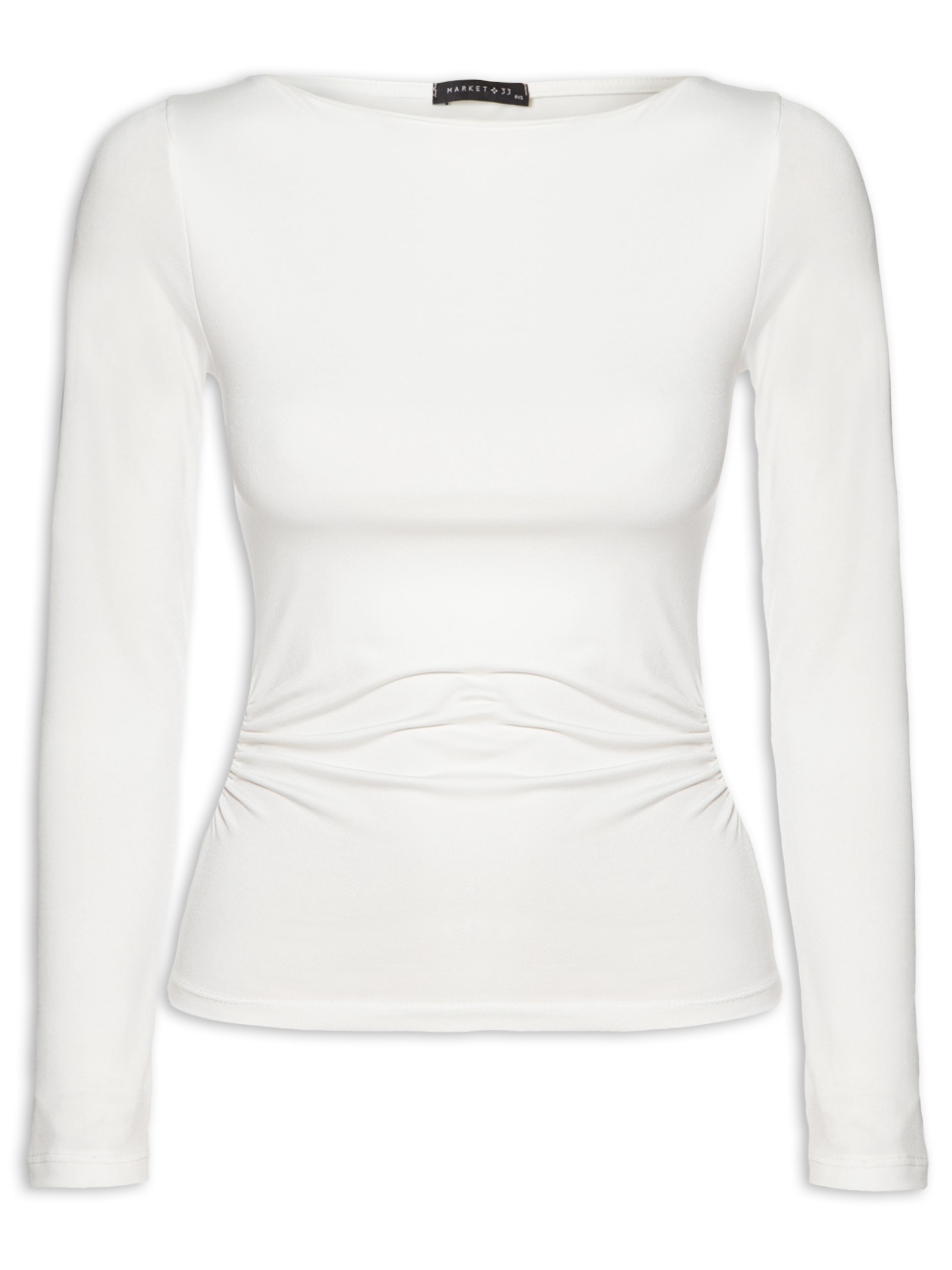 Blusa Feminina Manga Longa Franzida Marrom Market 33