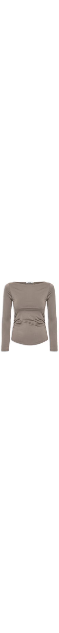 Blusa Feminina Manga Longa Franzida - Marrom