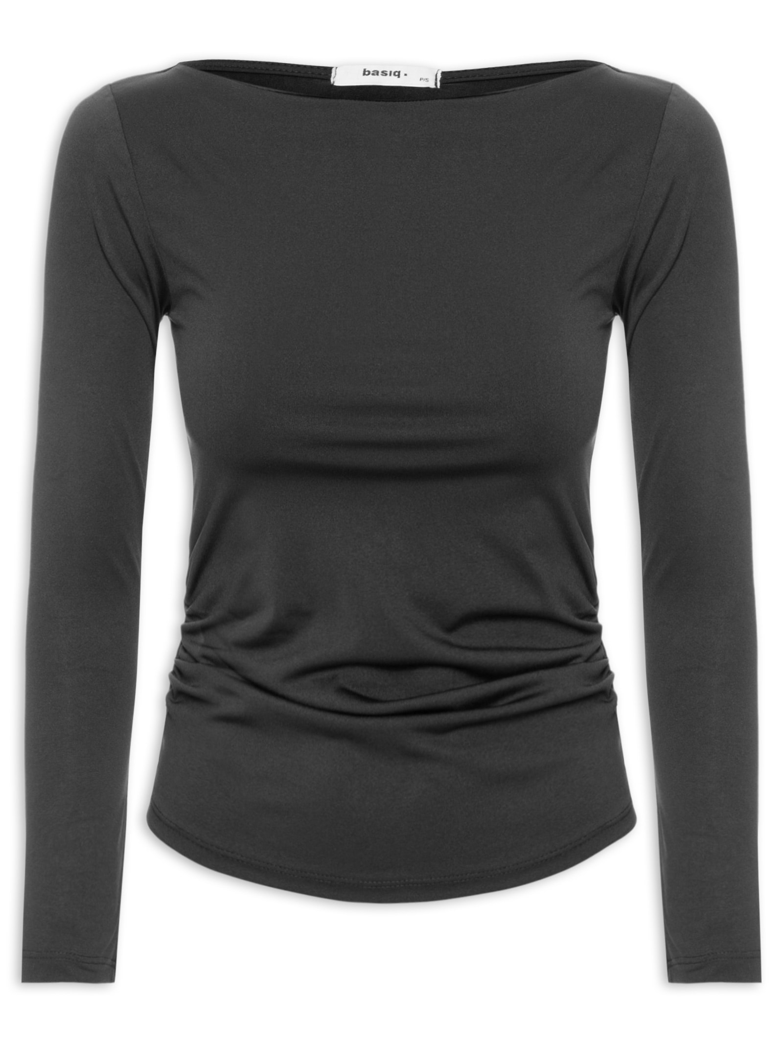 Blusa Feminina Manga Longa Franzida Preto Basiq