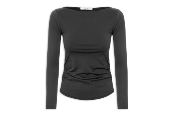 Blusa Feminina Manga Longa Franzida - Preto