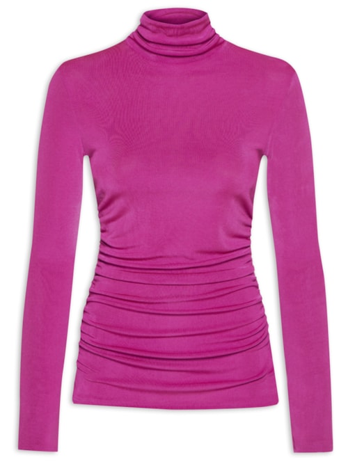 Blusa Feminina Manga Longa Franzidos Laterais - Rosa