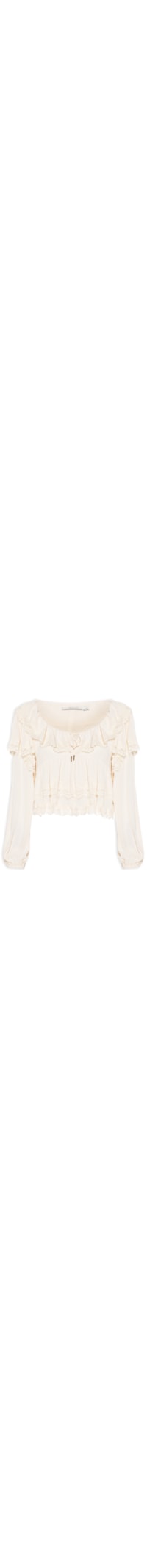 Blusa Feminina Manga Longa Ggt Renda - Off White