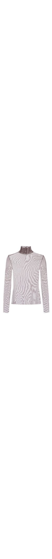 Blusa Feminina Manga Longa Gola Alta Tule - Marrom