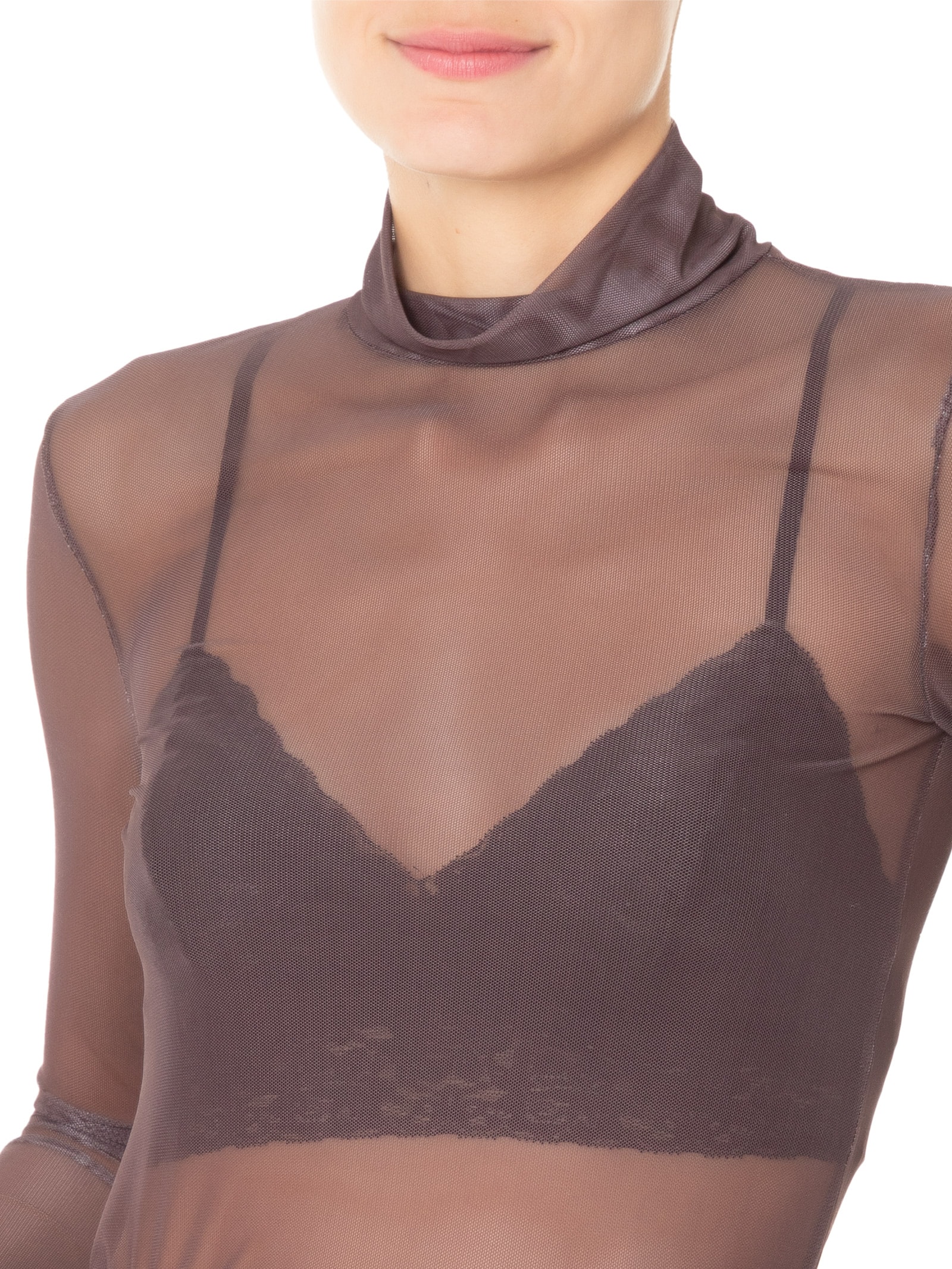 Blusa Feminina Manga Longa Gola Alta Tule Vinho Animale Jeans