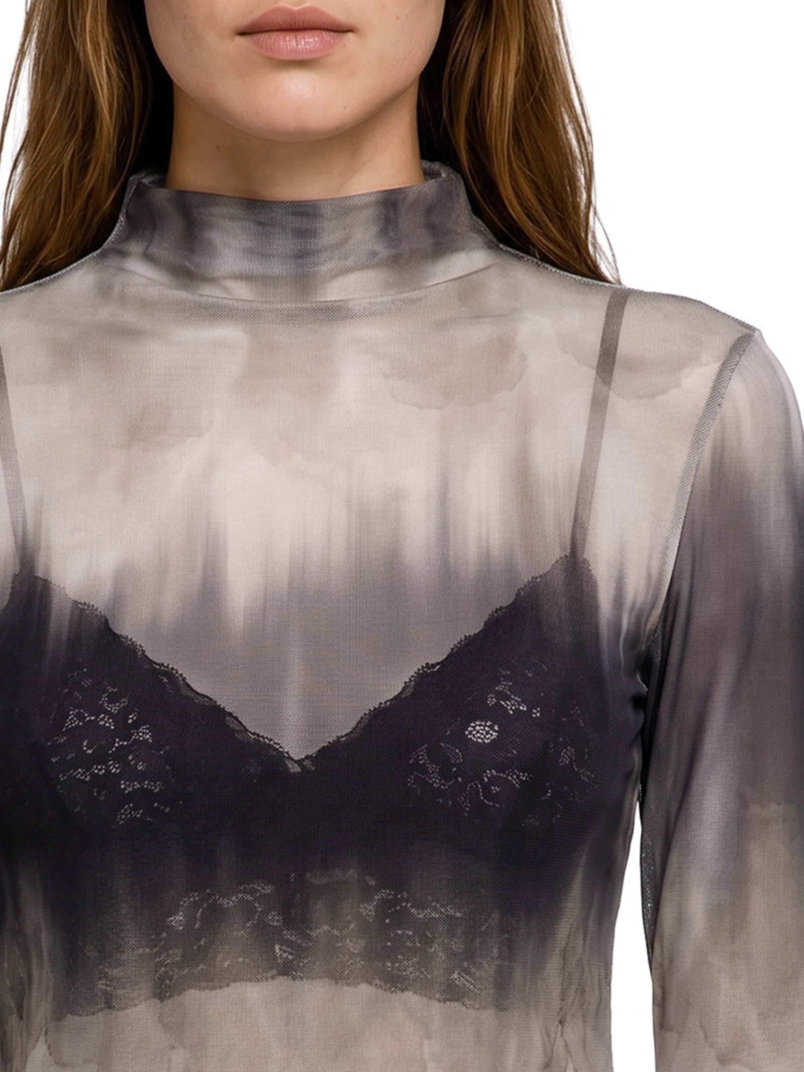 Blusa Feminina Manga Longa Gola Alta Verde Lança Perfume
