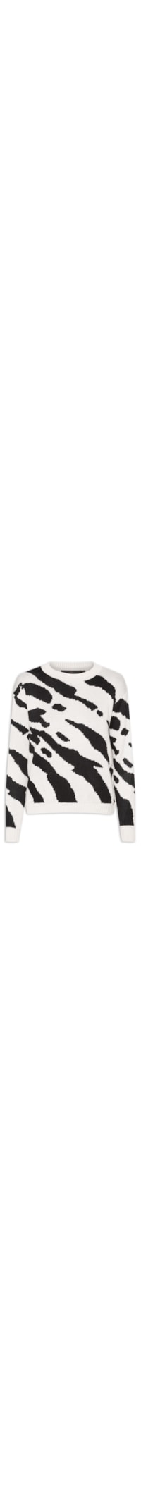 Blusa Feminina Manga Longa Jacquard Tricot Zebrado - Off White