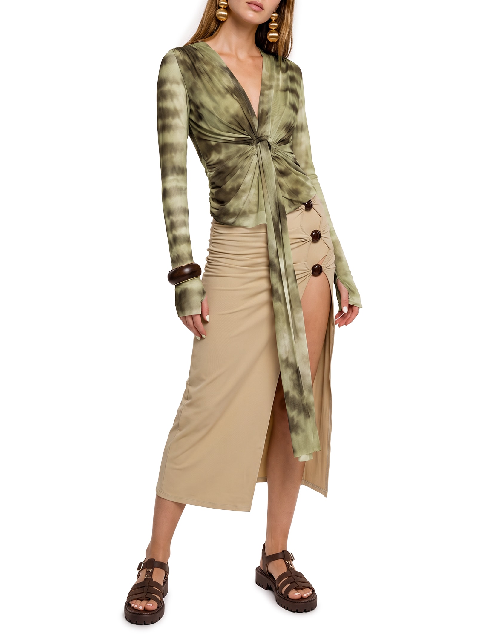 Blusa Feminina Manga Longa Justa Com Faixa Fixa Verde My Favorite