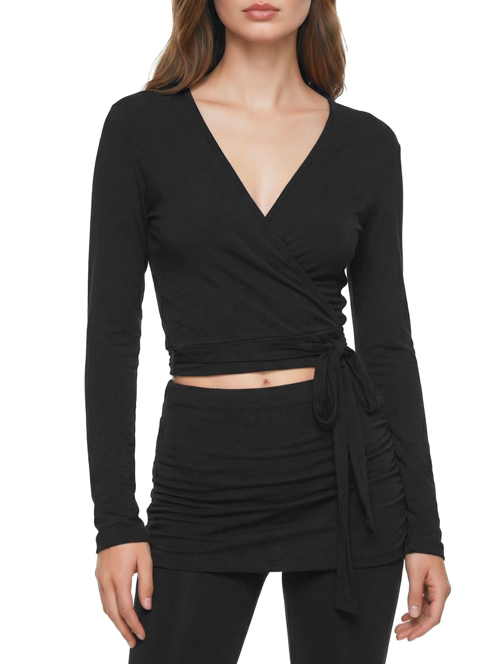 Blusa Feminina Manga Longa Lisa Preto Body For Sure