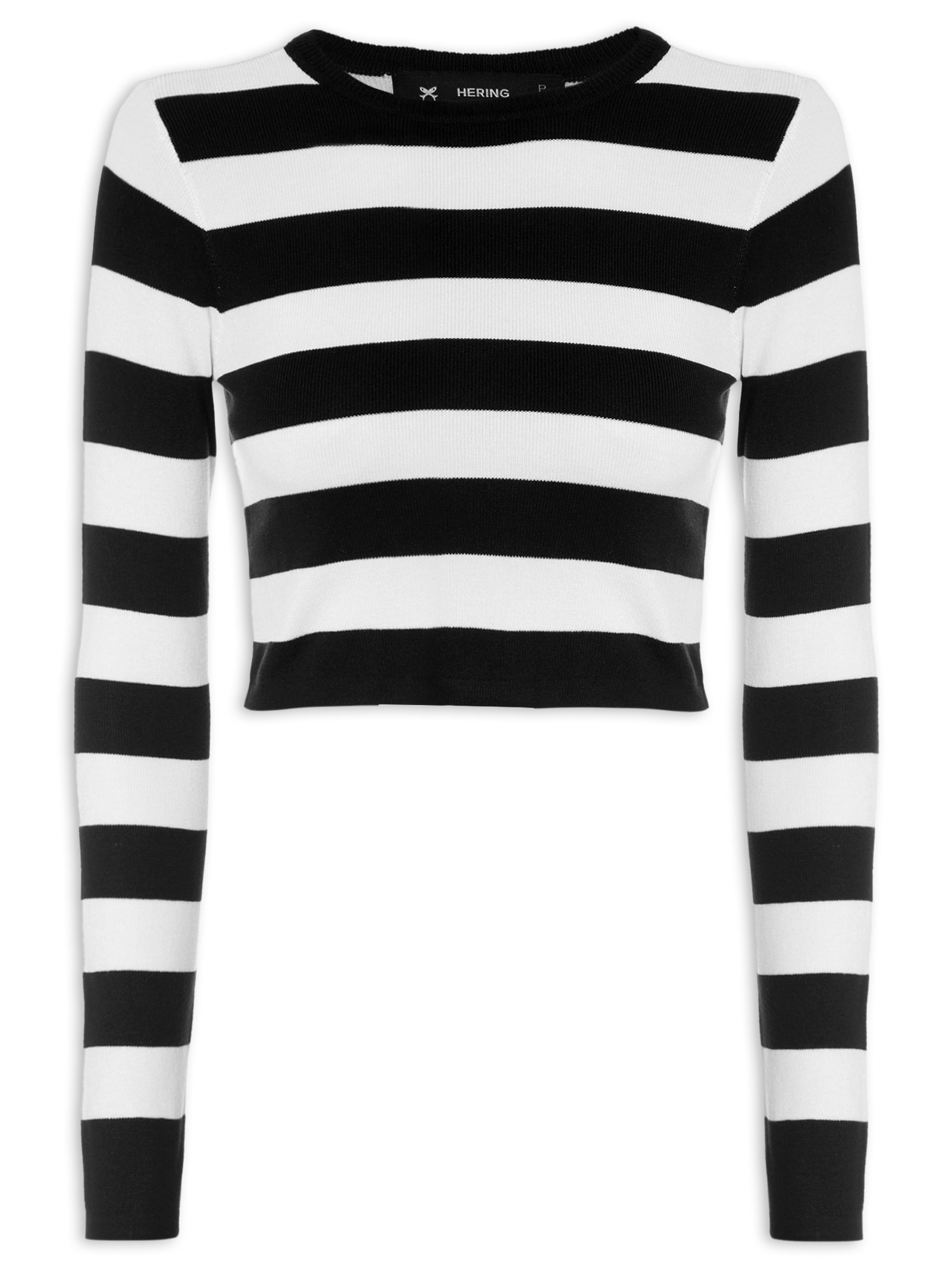 Blusa Feminina Manga Longa Listrada Preto Hering