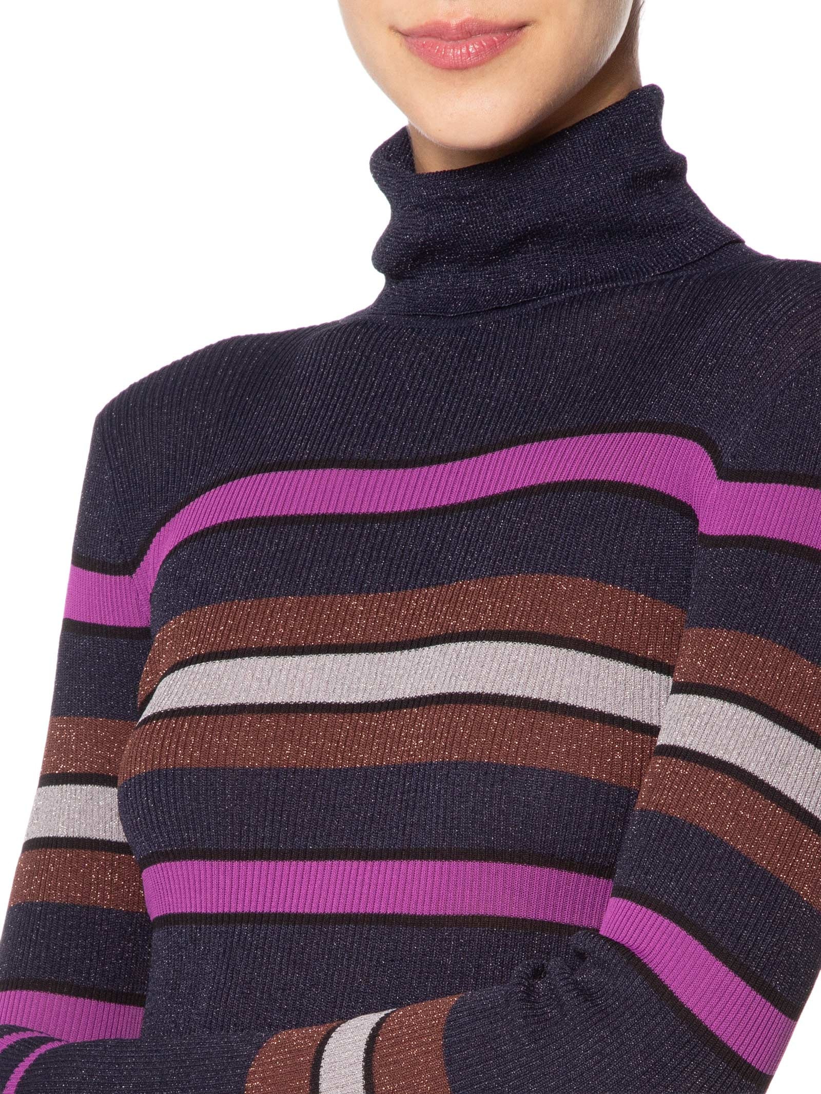 Blusa Feminina Manga Longa Listras Com Lurex Cinza Animale