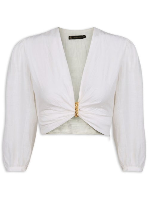 Blusa Feminina Manga Longa Lizzy Detalhe – Branco