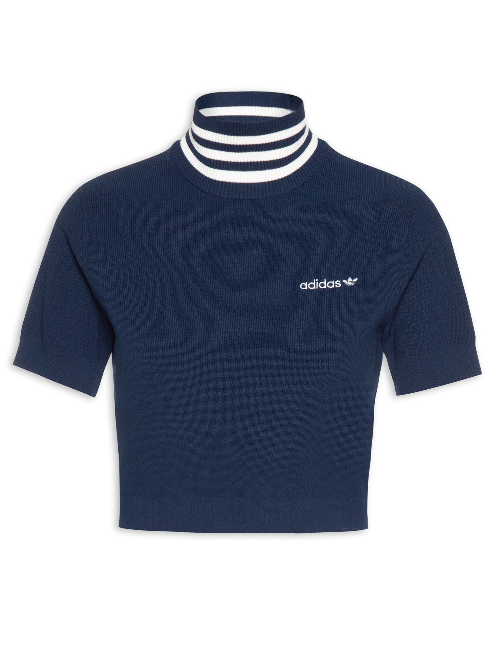 Blusa Feminina Manga Longa Malha Basic Azul Adidas Originals