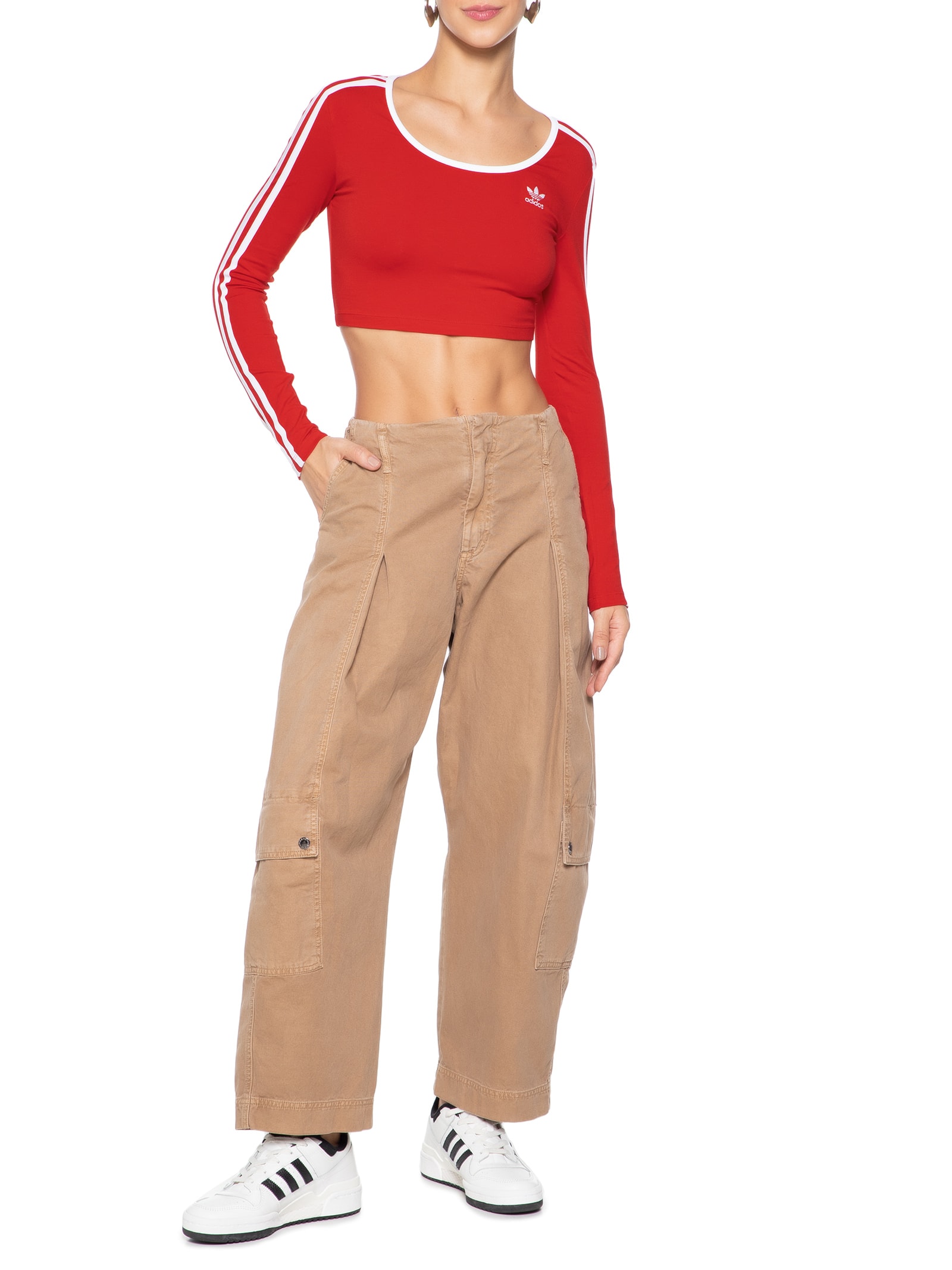 Blusa Feminina Manga Longa Malha Basic Vermelho Adidas Originals