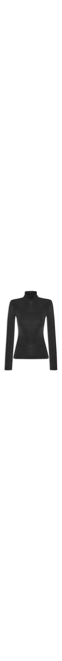 Blusa Feminina Manga Longa Malha Shine - Preto