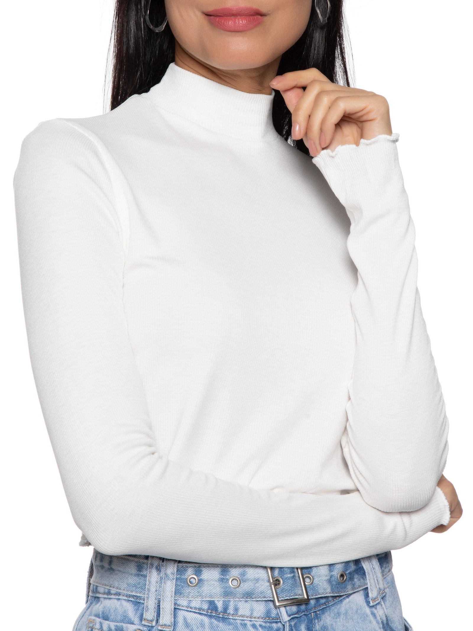 Blusa Feminina Manga Longa Off White Hering