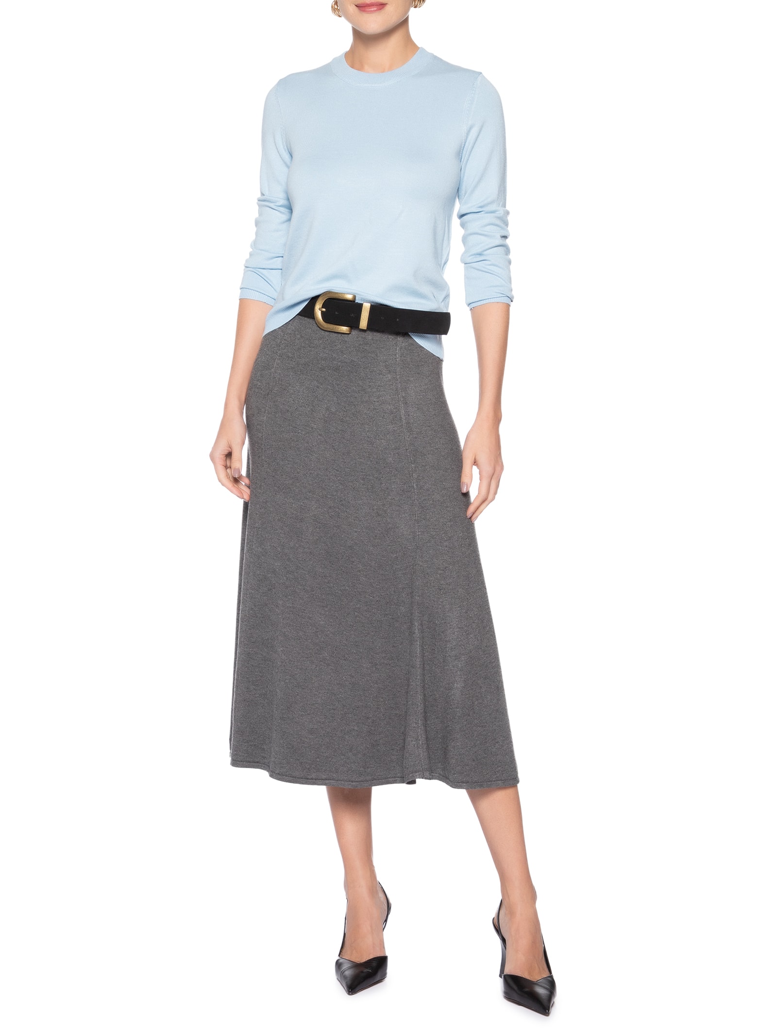 Blusa Feminina Manga Longa Olivia Azul Le Lis