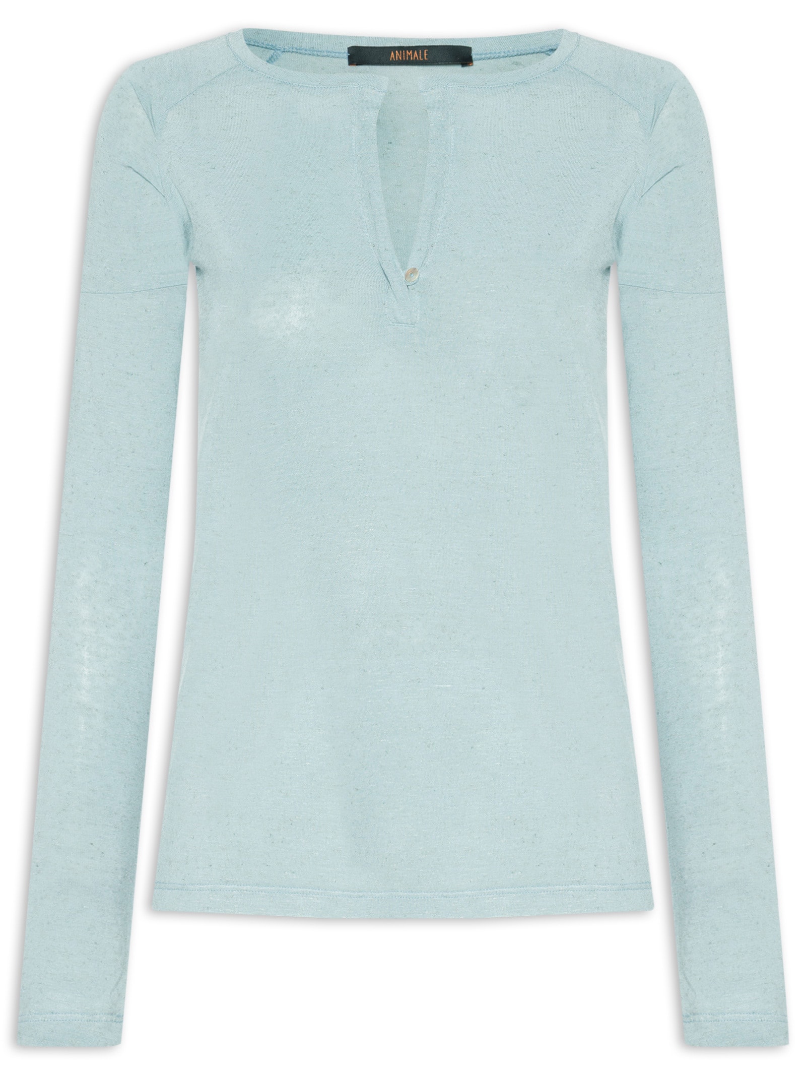 Blusa Feminina Manga Longa Raglan Deconstruída Color Azul Animale