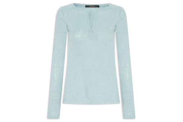 Blusa Feminina Manga Longa Raglan Deconstruída Color - Azul