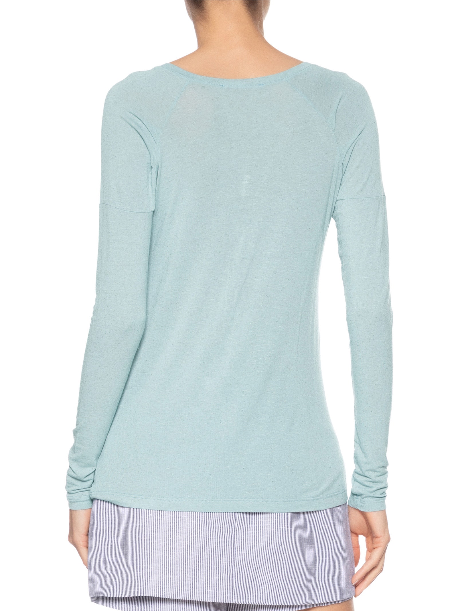 Blusa Feminina Manga Longa Raglan Deconstruída Color Azul Animale